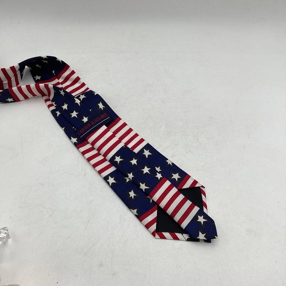 Carter & Holmes American Flag‎ Patriotic Stars and Stripes Red White Blue Tie